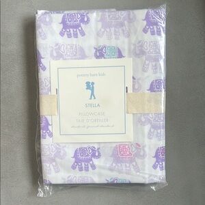 Pottery Barn Kids Stella Elephant Standard Pillowcase - Purple on White